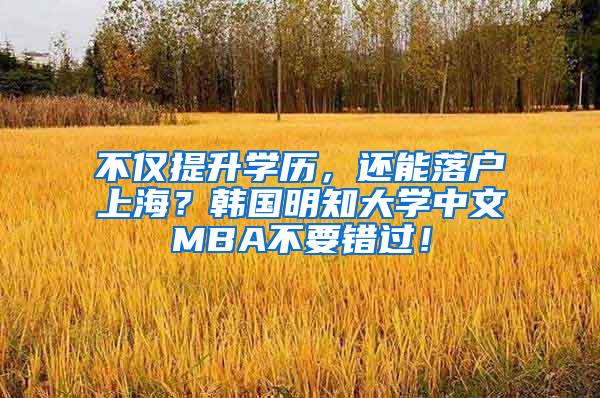 不仅提升学历，还能落户上海？韩国明知大学中文MBA不要错过！