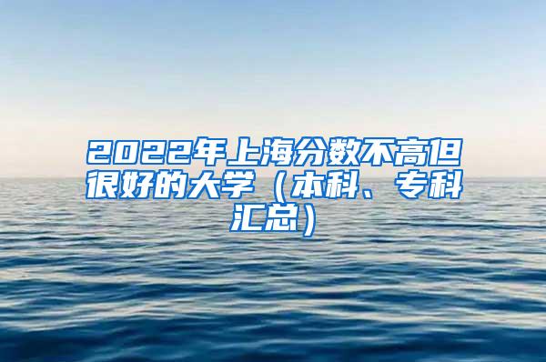 2022年上海分数不高但很好的大学（本科、专科汇总）