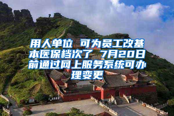 用人单位 可为员工改基本医保档次了 7月20日前通过网上服务系统可办理变更