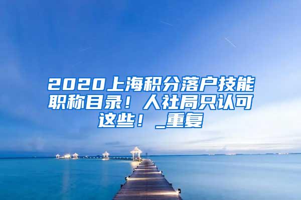 2020上海积分落户技能职称目录！人社局只认可这些！_重复