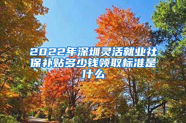 2022年深圳灵活就业社保补贴多少钱领取标准是什么