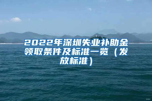 2022年深圳失业补助金领取条件及标准一览（发放标准）