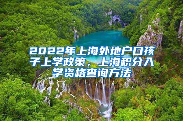 2022年上海外地户口孩子上学政策，上海积分入学资格查询方法