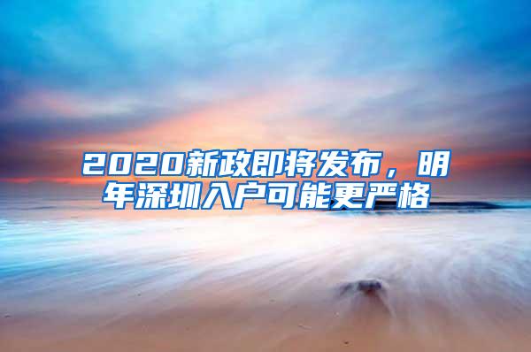 2020新政即将发布，明年深圳入户可能更严格