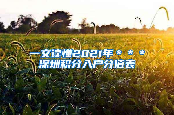 一文读懂2021年＊＊＊深圳积分入户分值表