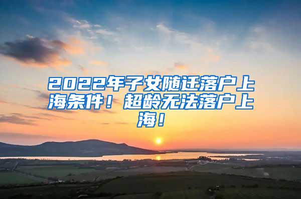 2022年子女随迁落户上海条件！超龄无法落户上海！