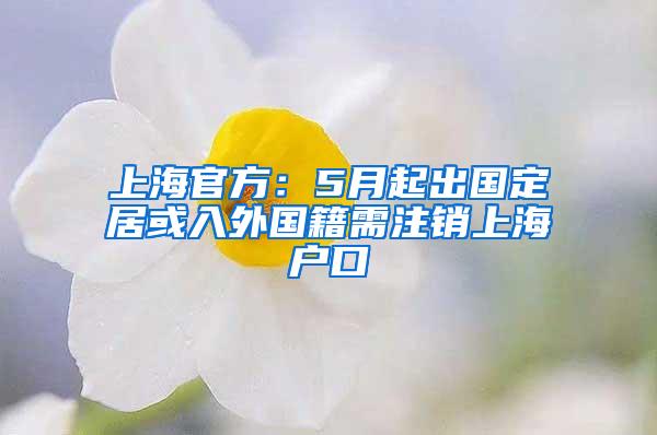 上海官方：5月起出国定居或入外国籍需注销上海户口