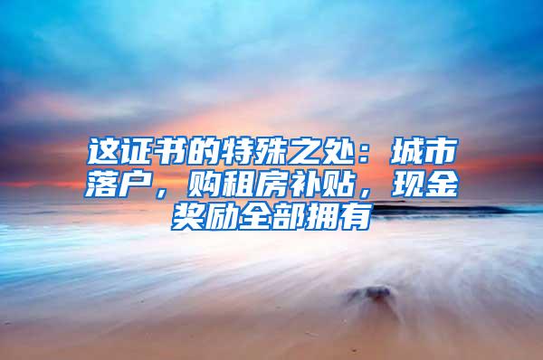 这证书的特殊之处：城市落户，购租房补贴，现金奖励全部拥有