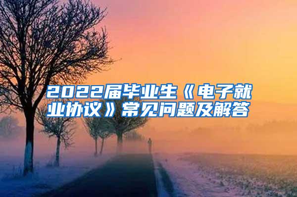 2022届毕业生《电子就业协议》常见问题及解答