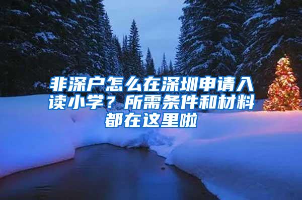 非深户怎么在深圳申请入读小学？所需条件和材料都在这里啦