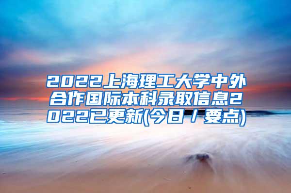 2022上海理工大学中外合作国际本科录取信息2022已更新(今日／要点)