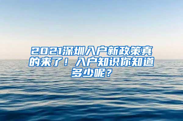 2021深圳入户新政策真的来了！入户知识你知道多少呢？