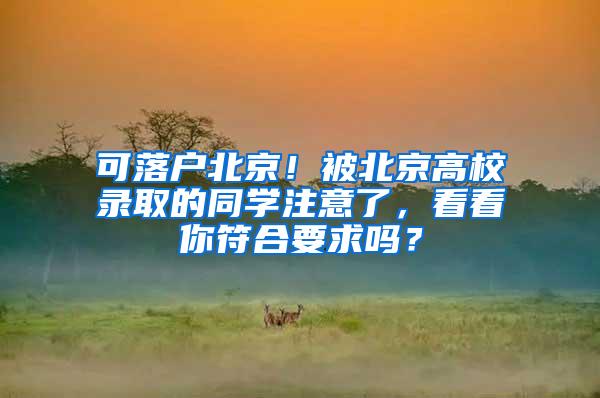 可落户北京！被北京高校录取的同学注意了，看看你符合要求吗？