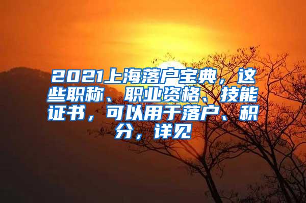 2021上海落户宝典，这些职称、职业资格、技能证书，可以用于落户、积分，详见→