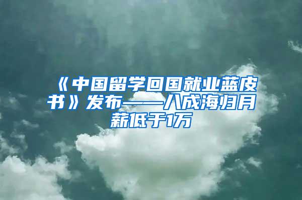 《中国留学回国就业蓝皮书》发布——八成海归月薪低于1万