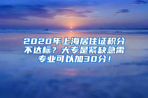 2020年上海居住证积分不达标？大专是紧缺急需专业可以加30分！