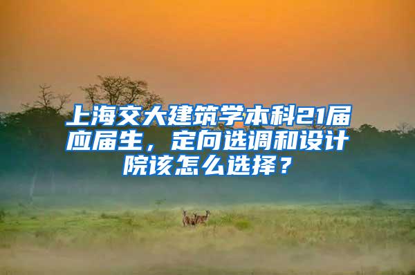 上海交大建筑学本科21届应届生，定向选调和设计院该怎么选择？