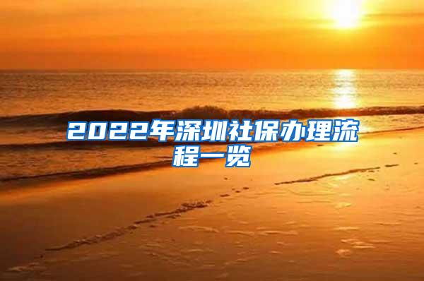 2022年深圳社保办理流程一览