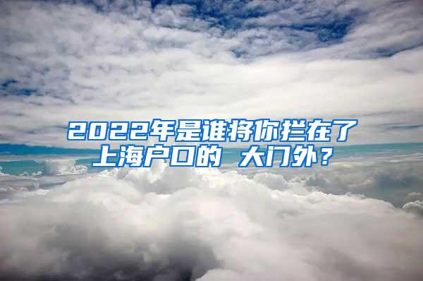 2022年是谁将你拦在了上海户口的 大门外？