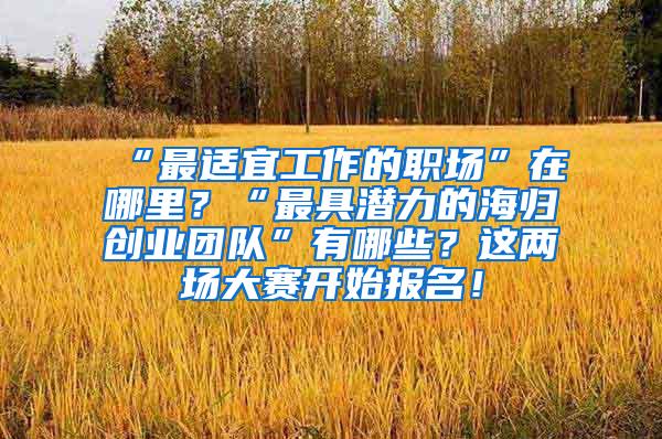 “最适宜工作的职场”在哪里？“最具潜力的海归创业团队”有哪些？这两场大赛开始报名！