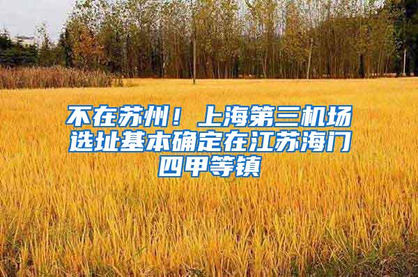 不在苏州！上海第三机场选址基本确定在江苏海门四甲等镇