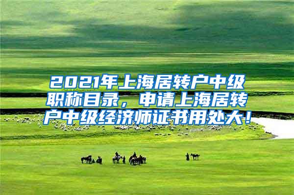 2021年上海居转户中级职称目录，申请上海居转户中级经济师证书用处大！