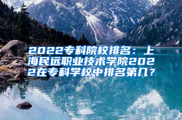 2022专科院校排名：上海民远职业技术学院2022在专科学校中排名第几？
