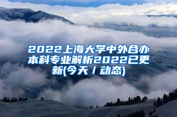 2022上海大学中外合办本科专业解析2022已更新(今天／动态)
