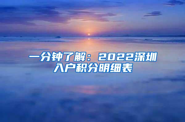 一分钟了解：2022深圳入户积分明细表