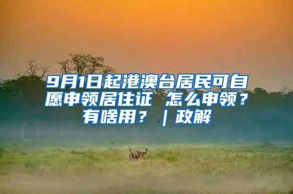 9月1日起港澳台居民可自愿申领居住证 怎么申领？有啥用？｜政解