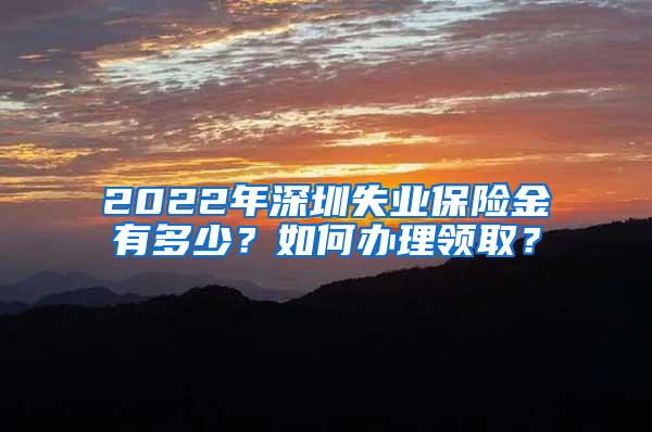 2022年深圳失业保险金有多少？如何办理领取？