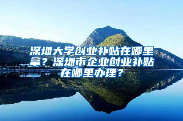 深圳大学创业补贴在哪里拿？深圳市企业创业补贴在哪里办理？