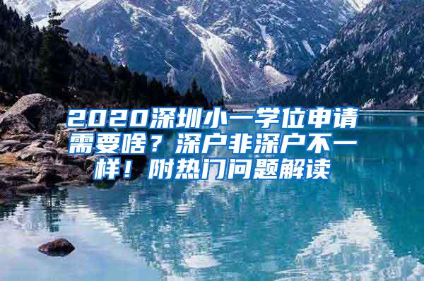 2020深圳小一学位申请需要啥？深户非深户不一样！附热门问题解读