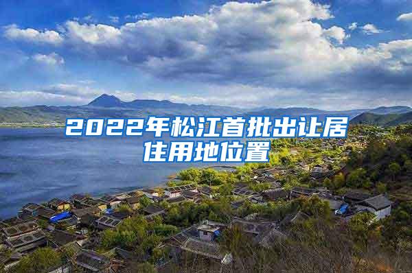 2022年松江首批出让居住用地位置