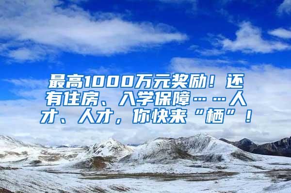 最高1000万元奖励！还有住房、入学保障……人才、人才，你快来“栖”！