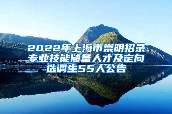 2022年上海市崇明招录专业技能储备人才及定向选调生55人公告