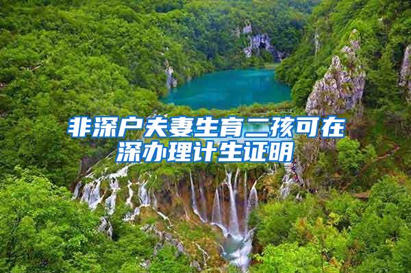非深户夫妻生育二孩可在深办理计生证明