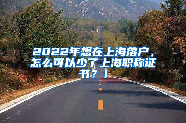 2022年想在上海落户，怎么可以少了上海职称证书？！