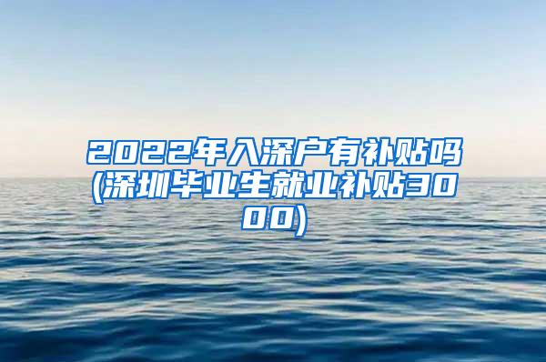 2022年入深户有补贴吗(深圳毕业生就业补贴3000)