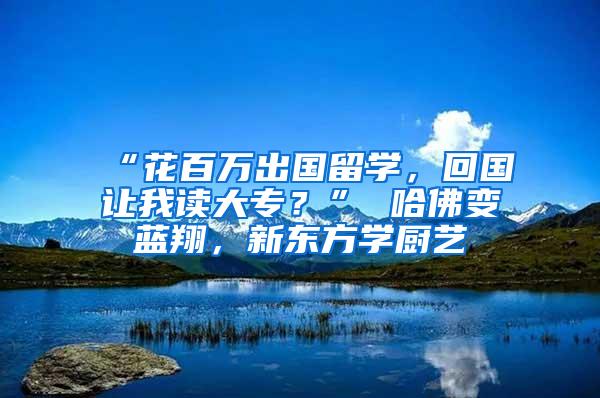 “花百万出国留学，回国让我读大专？” 哈佛变蓝翔，新东方学厨艺