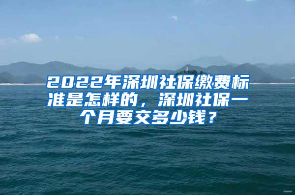 2022年深圳社保缴费标准是怎样的，深圳社保一个月要交多少钱？