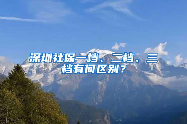 深圳社保一档、二档、三档有何区别？