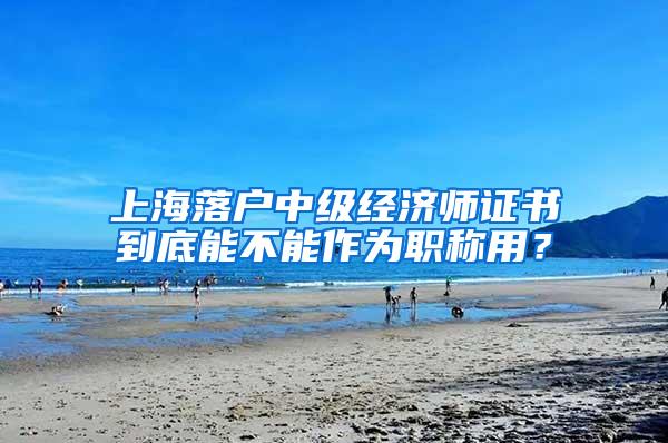上海落户中级经济师证书到底能不能作为职称用？