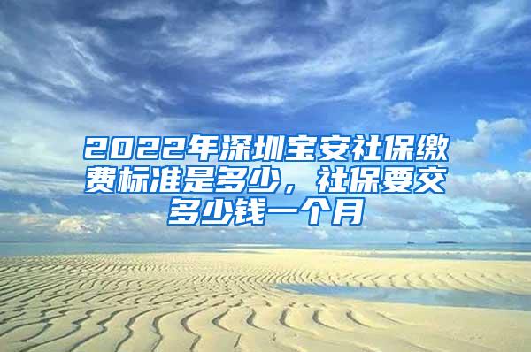 2022年深圳宝安社保缴费标准是多少，社保要交多少钱一个月