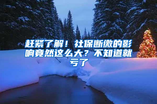 赶紧了解！社保断缴的影响竟然这么大？不知道就亏了