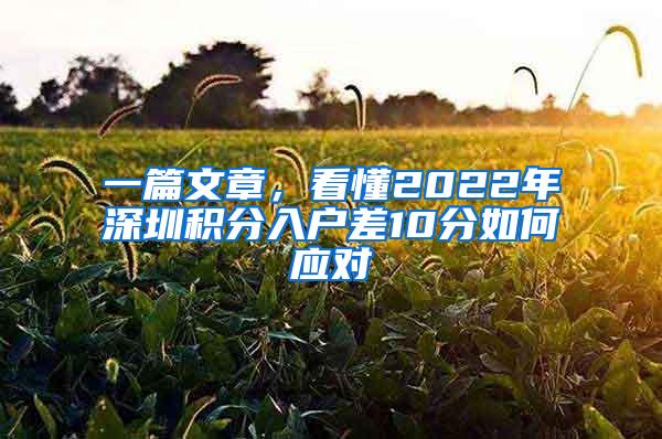 一篇文章，看懂2022年深圳积分入户差10分如何应对