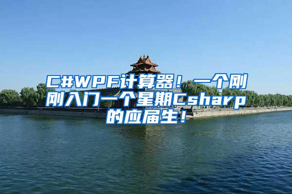 C#WPF计算器！一个刚刚入门一个星期Csharp的应届生！