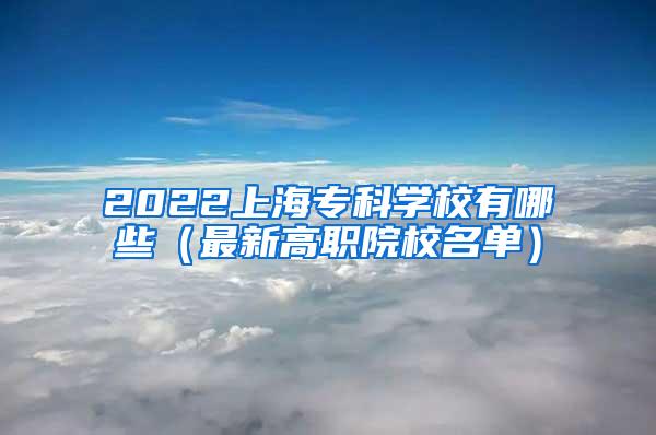 2022上海专科学校有哪些（最新高职院校名单）