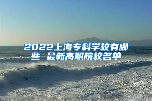 2022上海专科学校有哪些 最新高职院校名单