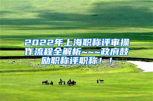 2022年上海职称评审操作流程全解析~~~政府鼓励职称评职称！！